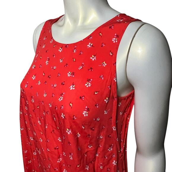 NWT GAP Red Floral Sleeveless Swing Dress Crisscross Back Summer XS Coral Mini - Picture 2 of 8
